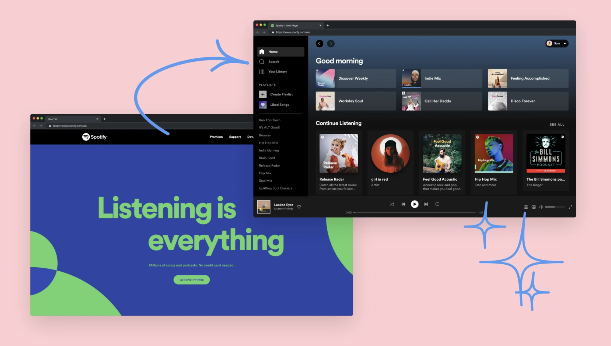 Zmiana strony głównej Spotify - zdjęcie główne artykułu "From Web Page to Web Player: How Spotify Designed a New Homepage Experience"